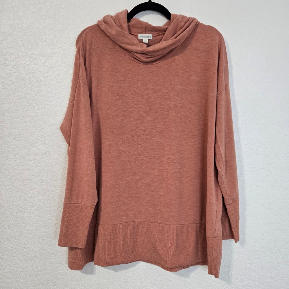 Garnet Hill Womens Cowl Neck Tunic Sweater Terracotta‎ Rose Long Sleeve M